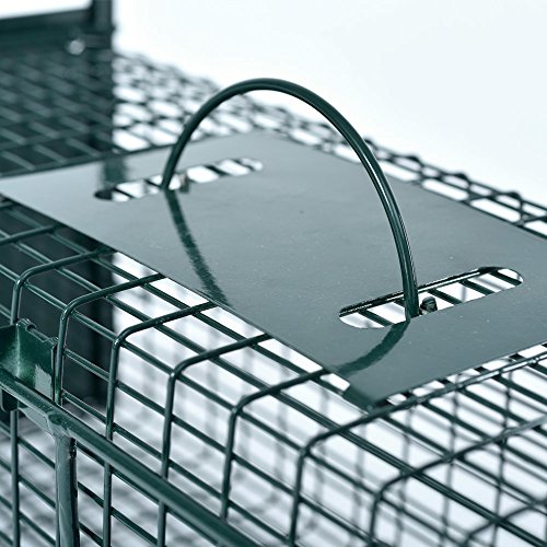 Lebendfalle 53 x 19 x 19 cm mit 2 Eingängen Drahtfalle / Rattenfalle mit Bissschutz & Trittbrett professionelle Tierfalle mit Rahmenverstärkung Türsicherung sofort einsatzbereit & pulverbeschichtet - 4