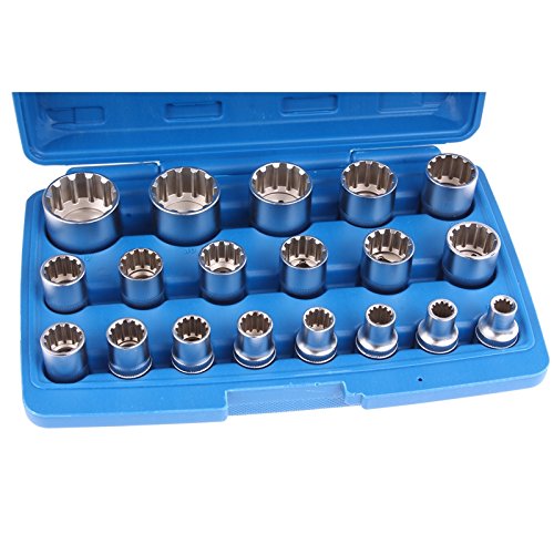 Außen Vielzahn Steckschlüssel Satz Kfz Werkzeug Nüsse 19 Teilig Steck Nuss Set - 3