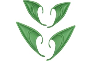 HONGCI 2Pairs Green Christmas Elf Ears Latex Elf Ears Pixie Ears,Fairy Ears,Hobbit Ears Cosplay Soft Pointed Goblin Ears,Pointed Elven Ears Dress Up Costume Accessories for Xmas,Halloween,Costume Anime Party