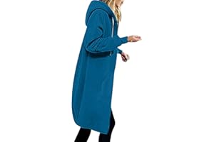 EMATOP Jacke Damen Langen Sweatjacke Casual Baumwolle Fleecejacke mit Kapuze Sport Sweatshirt Einfarbig Elegant Kapuzenjacke Herbst Winter Langarm Hoodies Mantel Teenager Mädchen Kapuzenpullover