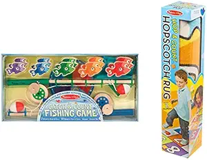 Melissa & Doug Hop & Count Hopscotch Rug & Magnetic Fishing Game Bundle Toy