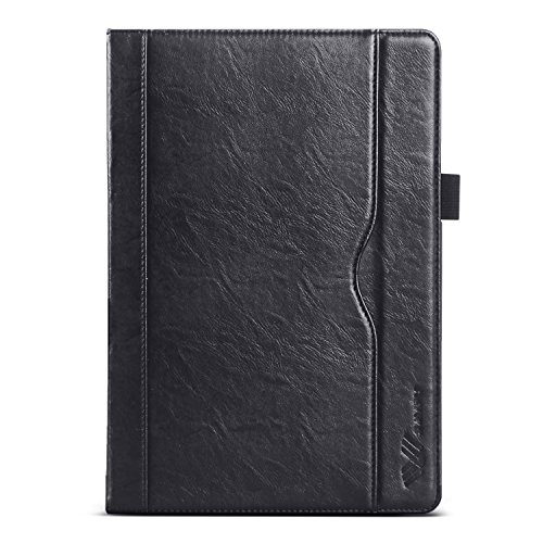 SAVFY iPad Mini 1/2/3 Hülle Auto Sleep Wake up Funktion Business Serie Case Smart Cover mit Klettverschluss Handschlaufe, Kartensteckplätze schwarz - 5