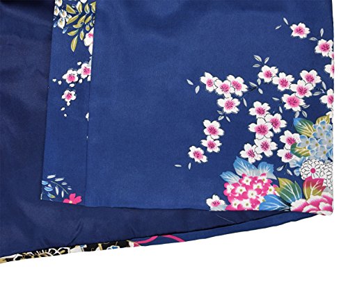 Japanischer geisha Kimono dunkelblau mit Obi-Gürtel - 4