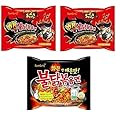 Sam Yang Buldak 2X Spicy Noodles 2&Buldak Stirefried 1(Pack Of 3)(420Gm)(Imported)Instant Noodles Non-Vegetarian(3X140 G)(Combo Pack)