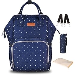 Pañal Bolso Mochila, Gran Capacidad Mochila de Pañales Bolso de Viaje, Impermeable Bolsa de Pañales con Aislado Bolsillos para Cuidado de Bebé y Mamá-bluedot