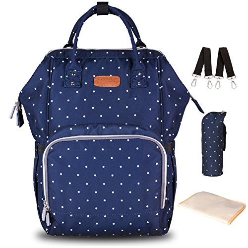Pañal Bolso Mochila, Gran Capacidad Mochila de Pañales Bolso de Viaje, Impermeable Bolsa de Pañales con Aislado Bolsillos para Cuidado de Bebé y Mamá-bluedot