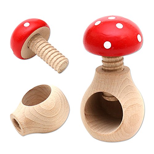 Hochwertiger handgedrechselter Holz Nussknacker als Fliegenpilz, hochwertige Handarbeit, ca. 10 cm - 5