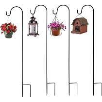 Tuin Herdershaken – Set Van 4, 100 Cm Hoog, Verstelbaar, Zwart Ijzer – Met Plantenborden – Ideaal Voor Lantaarns, Vogelvoer, Plantenmanden En Feestdecoratie