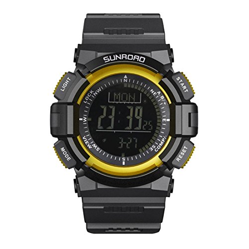 Sunroad FR820B Munfunction Men Outdoor Sports Casual Watch LCD Display Waterproof Altimeter Compass Stopwatch Barometer Pedometer PU Watchband