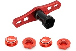 aneegfpv 17MM Wheel Nut Wrench with 4 Tyre Nuts Cross Wrench Red Hex Sleeve Repair RC Tools for 1/8 RC Cars Monster Trucks Off Road Buggy (RED)