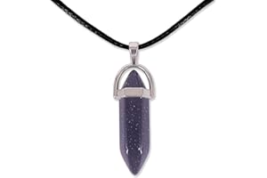 Cotigo - Ciondolo in pietra naturale a punta, include una catena di filo cerato nero da 45 cm, diverse pietre semipreziose