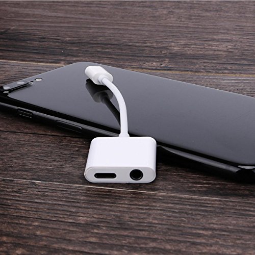 Lightning to 3.5mm Audio Adapter for iPhone 7 Plus, Anskp 2 in 1 Lightning Charger and 3.5 mm Aux Headphone Jack Cable[Support iOS 10.3.1][No Calling Function and Music Control] for iPhone 7/7 Plus-White