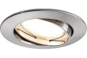 ‎PAULMANN Paulmann 92834 LED Coin Einbaustrahler satiniert rund Spot IP23 sprühwassergeschützt 7W Eisen 1er-Komplettset dimmbar und schwenkbar Einbauleuchte, Verschiedene Materialien, 7 W, Silber