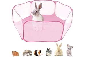 IANULUS Breathable Pet Tent, 4 Feet Foldable Animal Cage Tents, Pet Play Tent, Small Animal Playpen for Hamsters, Guinea Pigs, Hedgehogs, Rabbits, Cats, Dogs (Pink)