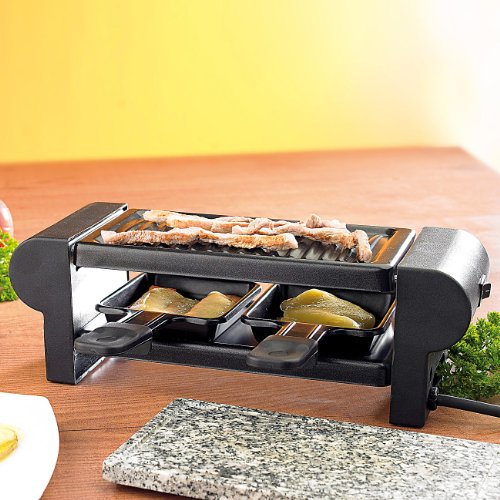 Rosenstein & Söhne Raclette für 2 mit Grillaufsatz & heißem Stein, 350 Watt - 3