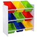 Produktbild Songmics Kinderregal Spielzeugregal Kinder Aufbewahrungsregal mit Kippschutz 9 farbige Kisten aus Kunststoff, 65 x 60 x 26.5 cm (B x H x T), GKR01W