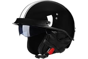 RHBDDHV Casque Moto Vintage Casques Jet avec Visière Casques Bols Casque Mobylette avec Lunettes Homologué ECE Rétro Demi Casque Moto Vélo Scooter Chopper pour Adultes Homme et Femme