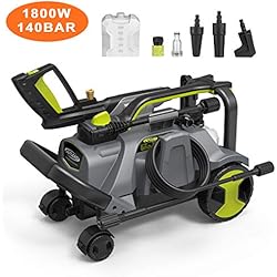 AUTLEAD Nettoyeur Haute Pression, HP03A 1800W 140Bars 468 L/H Nettoyeur, Adjustable Bouton Puissant(20-140 Bar), 3 Différent Nozzles, 5m Tuyau, Voiture, Maison, Patio