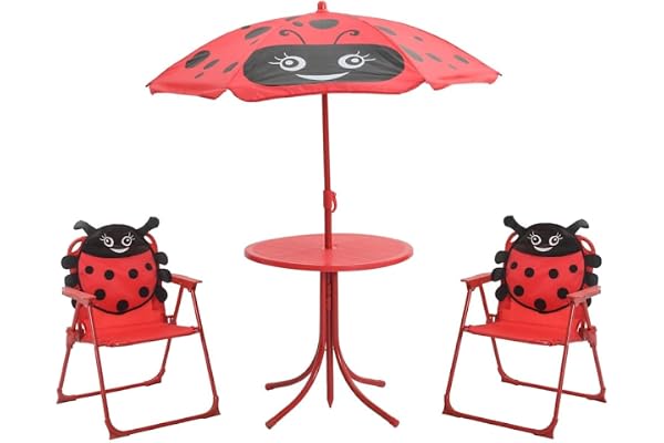 vidaXL Jeu de Bistro avec Parasol pour Enfants Meuble de Jardin Extérieur