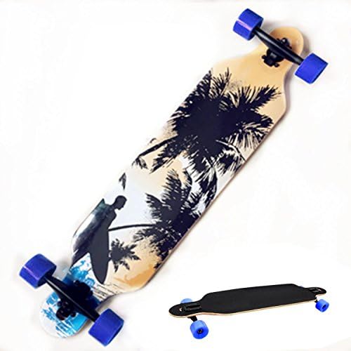 hippier 41” Complete Longboard Skateboard Cruiser Long Skateboard for Kids Adults - ABEC11 Bearing 9 Players Canadian Maple Wood [UK STOCK] (Beach)
