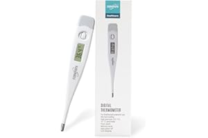 EUROPAPA TermÓMetro Digital De Fiebre Para BebÉS, Niños Y Adultos, TermÓMetro Para Uso Oral, Axilar O Rectal, Resistente Al Agua Con Alarma De Fiebre (Gris)