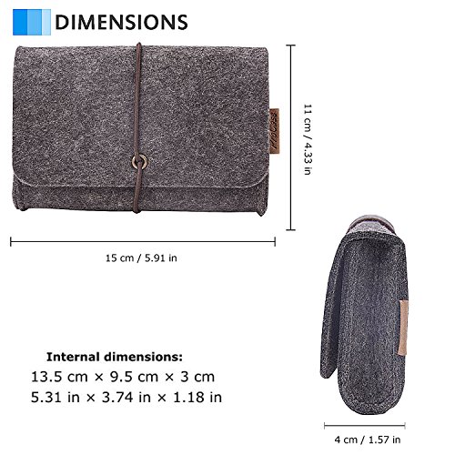 ProCase Tragbare Reisetasche Filz Universaltasche Elektronik-Zubehör Tasche für MacBook Laptop Drahtlose Maus Handy Kabel SSD HHD Schwarz - 2