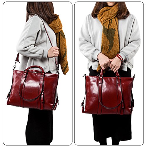 S-ZONE Frauen 3-Weg-Tragen Echtes Leder Tasche Handtasche Schultertasche - 7