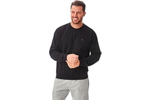 Iron Mountain Męska odzież robocza z przędzy z odzysku, przyjazna dla środowiska, zapobiegająca mechaceniu elastyczna, wygodna bluza z okrągłym dekoltem, miękka polarowa bluza, czarna, 3XL