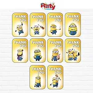 Party Hour Paper Craft Thank You Cards/ Tags for Birthday, Wedding, Anniversary,Baby and Bridal Shower Kids Return Gift- Set of 10 Pieces (Minions)