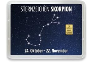 Goldstücke24 - Goldbarren mit Sternzeichen in Motivbox - Tolle Geschenkidee - Echtheitsgarantie (Skorpion: 24. Oktober - 22. November, 1g Gold)