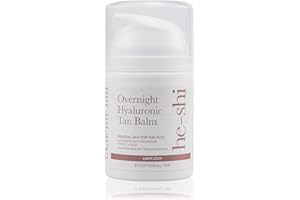 He-Shi Gradual Face Tan - Overnight Hyaluronic Tan Balm - Anti-Ageing Gradual Tanning Moisturiser - Hydrating & Firming - Evening Skincare with Lavender for Natural Radient Skin, Vegan & Cruelty Free