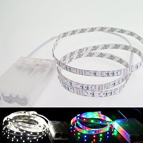Colorful LED Battery Box Strip Light SMD3528 1M/2M/3M DC 5V Non-Waterproof Flexible TV PC Home Decoration Party Lighting (3M, Warm White)