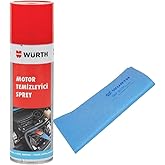W&uuml;rth Motor Temizleyici Sprey 500 ml + G&uuml;deri Bez Mavi 130 gr