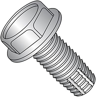 18-8 Stainless Steel Thread Cutting Screw, Plain Finish, Hex Washer Head, Type F, 10-24 Thread Size, 1/2" Length (Pack of 25)