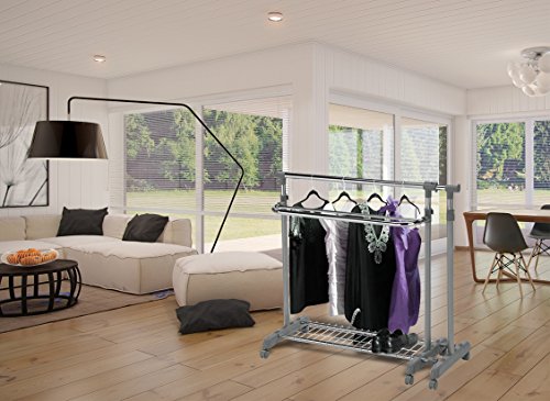 Oramics ausziehbarer Kleiderständer Teleskopgarderobe Garderobenständer mit Rollen - 4