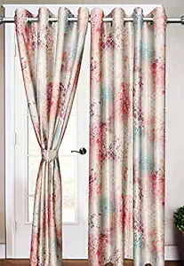 Ultimate Trends Polyester Door Curtain, 8 feet, Multicolour, Pack of 2