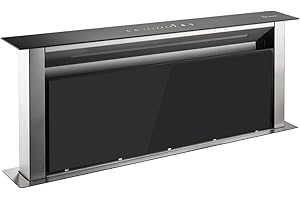 KKT KOLBE DRAFT865 okap kuchenny, 90 cm, ze stali nierdzewnej, czarne szkło, automatyczny wybieg, obsługa SensorTouch, DRAFT865