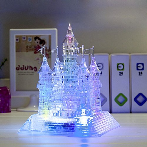 MC CHENMEI Crystal Castle 3D Puzzle Music Flash Model DIY Castle Early Learning Toy Puzzles Educational Toy gift for children