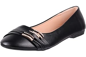 Elara Ballerine Donna comode in Pelle Ottica Strass Piatto Chunkyrayan