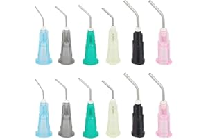 UNICRAFTALE 120 pz Ago Erogatore con Punta Piegata 6 colori Punta Piegata In Plastica con Ago Smussato di Precisione In Acciaio Inossidabile Ago Erogatore di Liquidi per Ricarica Inchiostri Liquidi