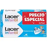 LACER Children's Dental Gel Pack of 2 x 75 ml, Toothpaste for Children from 6 Months to 6 Years, Prevents Decay, Fluoride For