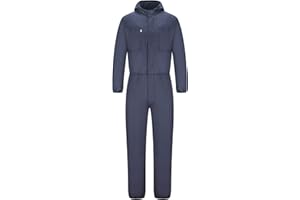 Yukirtiq Uomo Tuta Intera da Lavoro in Policotone Operaio Meccanico Zip Comoda Tuta Leggera da Lavoro con Elastico in Vita, Blu Navy, S