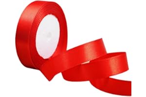 POPOYU Ruban Satin 20mm x 23m, Ruban de Satin Rouge Rubans Tissu Ruban Cadeau Emballage 2cm Tissu Décoratif pour Ballons, Noeud Noël, Fête, Décoration de Mariage, Anniversaire Valentin, Artisanat