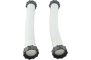 FRTMVG Intex 11535 Replacement Pool Pump Hose, 1.5" Diameter, 2-Pack (16" Length) - Compatible with Sand Filters & Saltwater Systems, Fits 26371CA/SF70110-2 Models - Includes Nuts