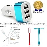 Moto Turbo Compatible Ceritfied World Style Car Charger, 3-Port USB Car Charger With Smart Sharing each USB Port Fast Charger Car Charger(Assorted Color) with FREE GIFT RS.336 (83.00% Off) - Amazon