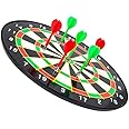 ASCETIC Plastic Round Shape Magnetic Dartboard Board Game Set - Bullseye 14 Inch Dart Board with 6 Pcs Safe Darts (SSTP) - Black