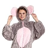 Kostümplanet® Maus-Kostüm Damen Overall weich Mäuschen Damen-Kostüm Größe 46/48 -