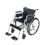 Lightweight Folding Wheelchair, PALDIN self propelled Portable Wheelchair with Running Brakes, Removable Footrests, Armrest (Silver)