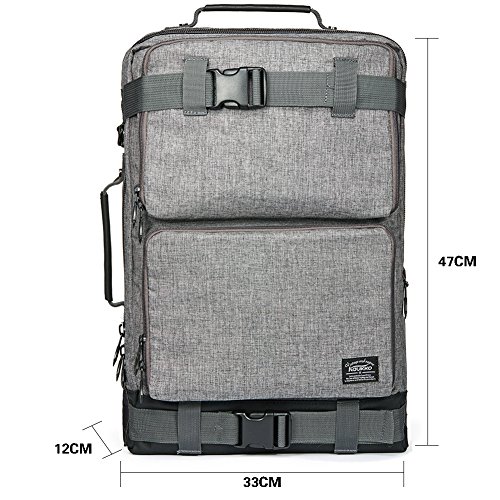 Kaukko Classic Canvas Backpack with 2 Side Pockets, College School Laptop Bookbag, Satchel, Hiking Bag, Fit 15.6″ Laptop, Straps Reinforced - 2