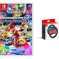 Mario Kart 8 Deluxe & Two Official Joy-Con Steering Wheels (Nintendo Switch)